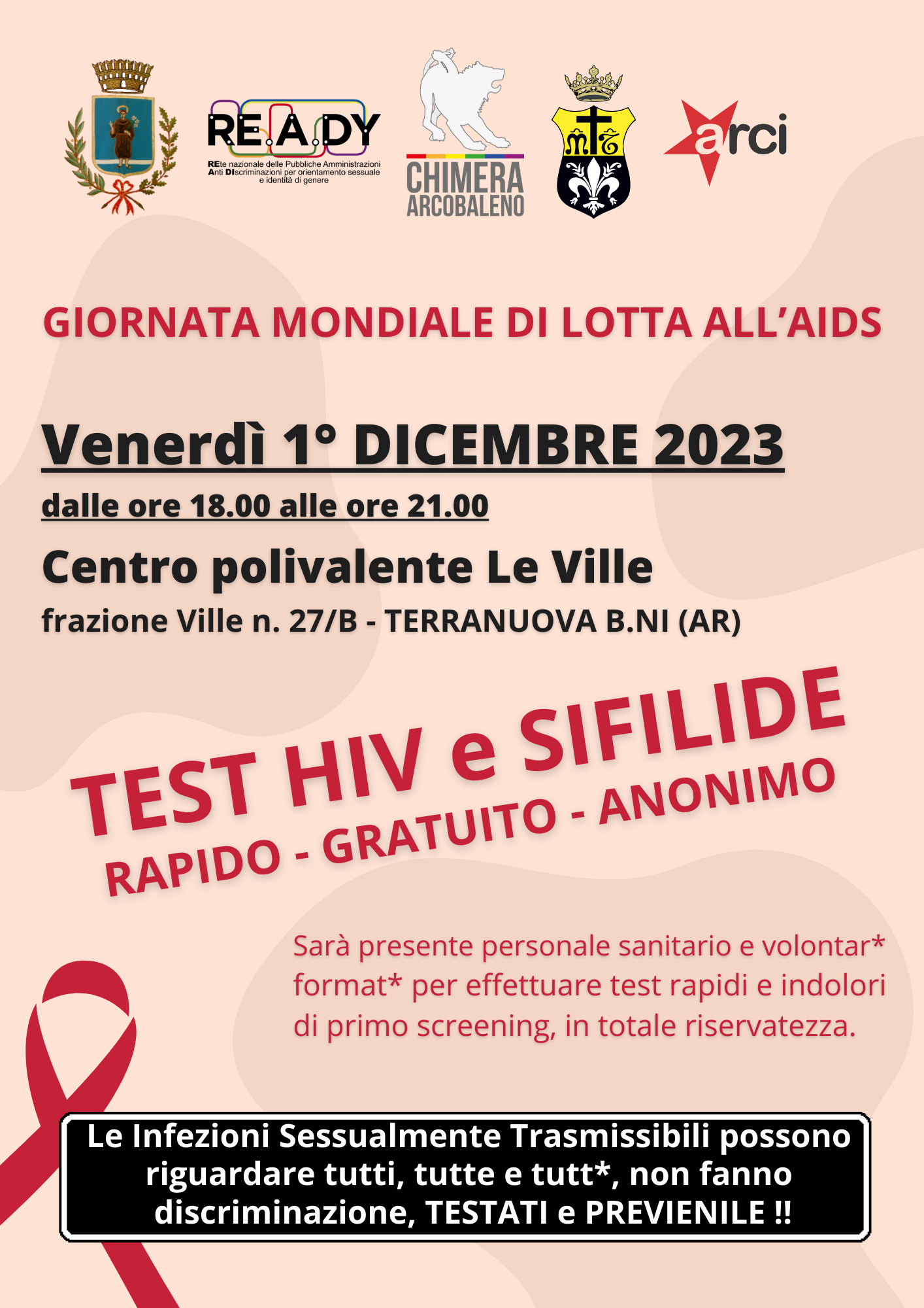 TEST rapidi HIV e sifilide a TERRANUOVA B.NI Venerdì 1° dicembre